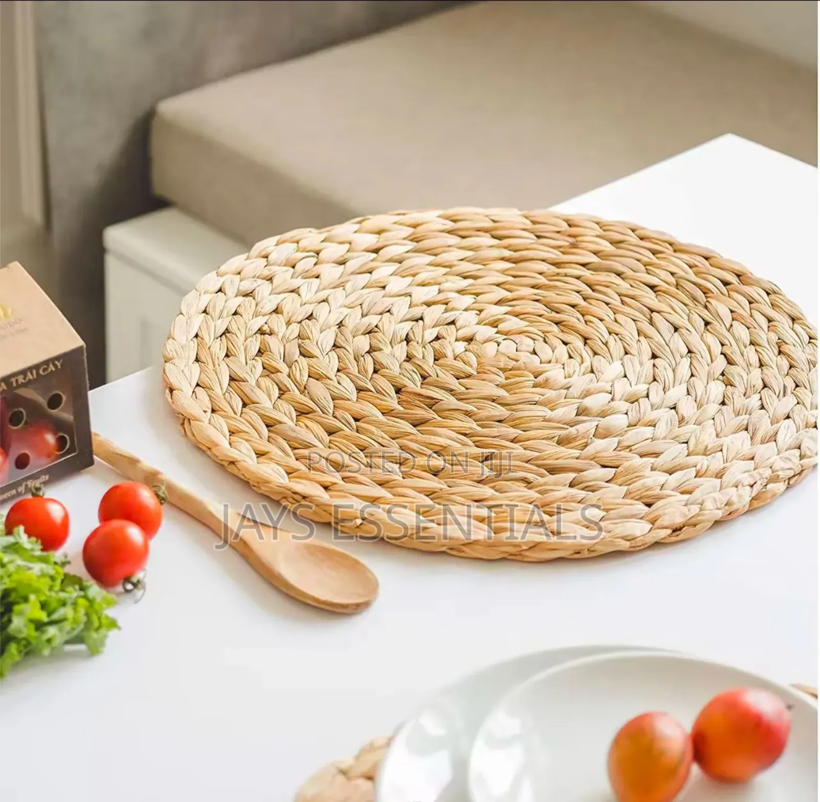 6pc Round Hand Straw Table Mats