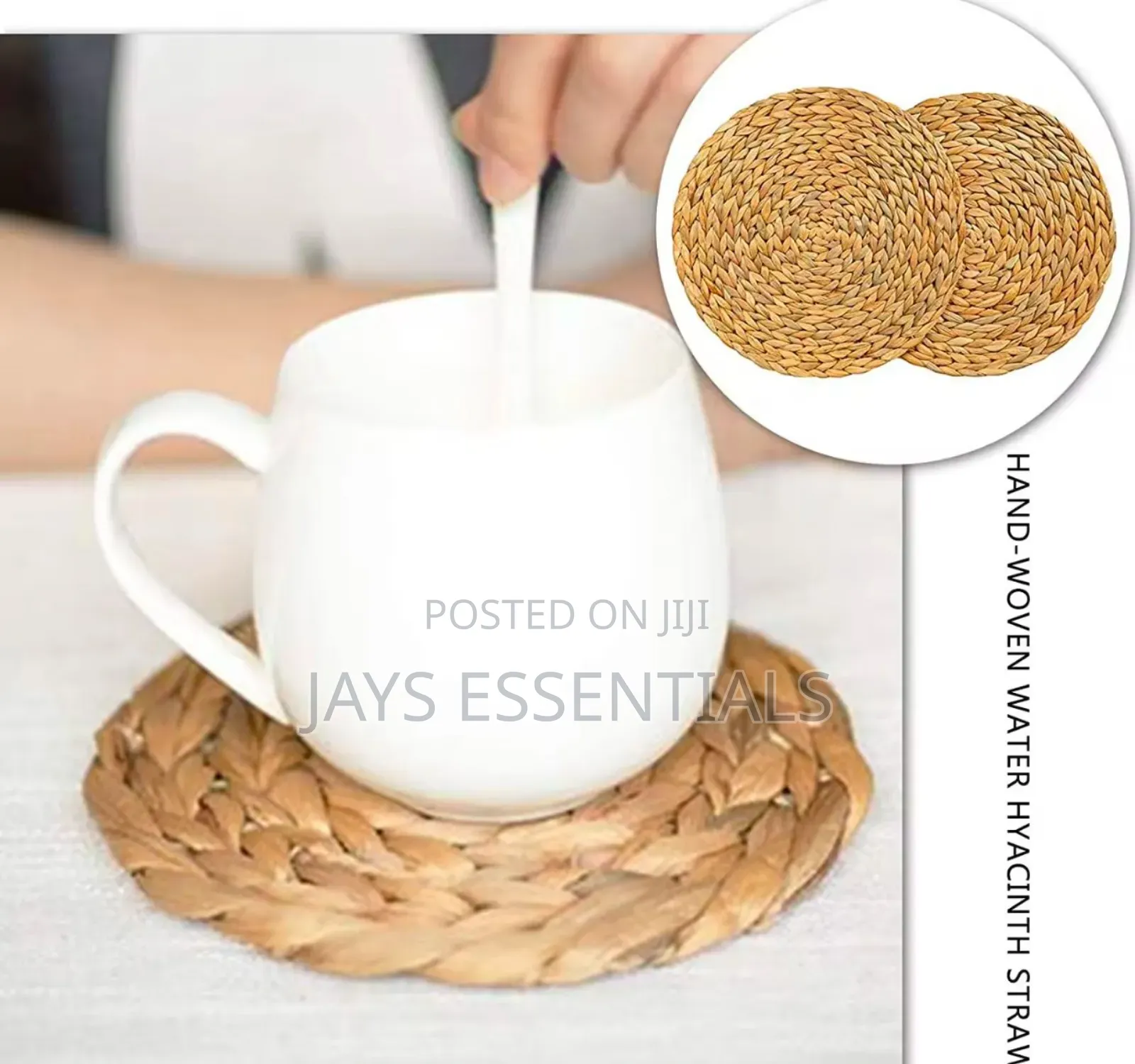 6pc Round Hand Straw Table Mats