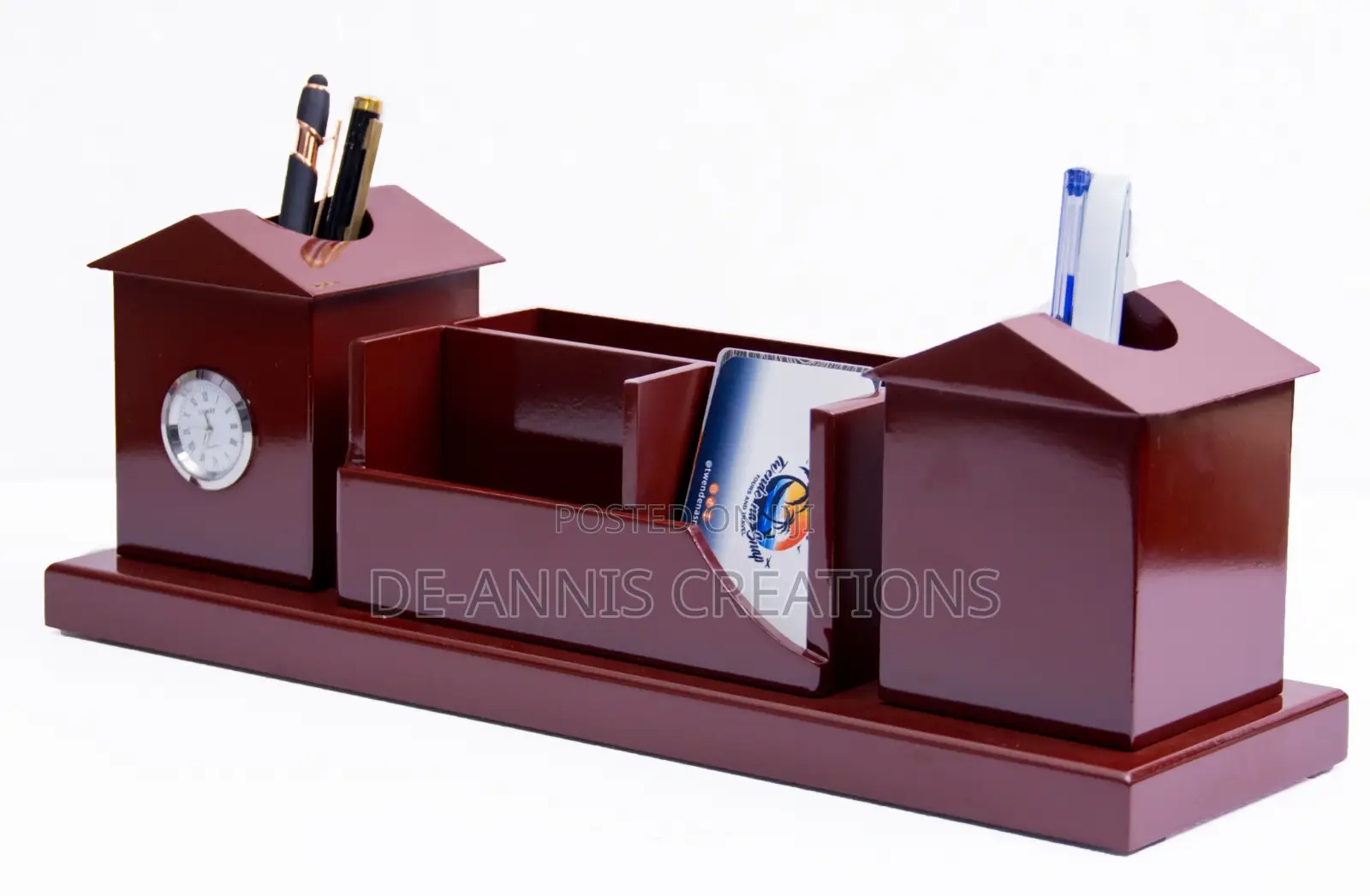 Brown Wooden Desk Organizer