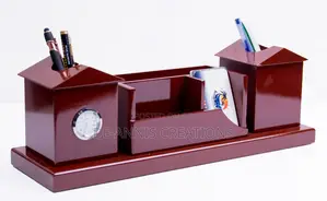Brown Wooden Desk Organizer