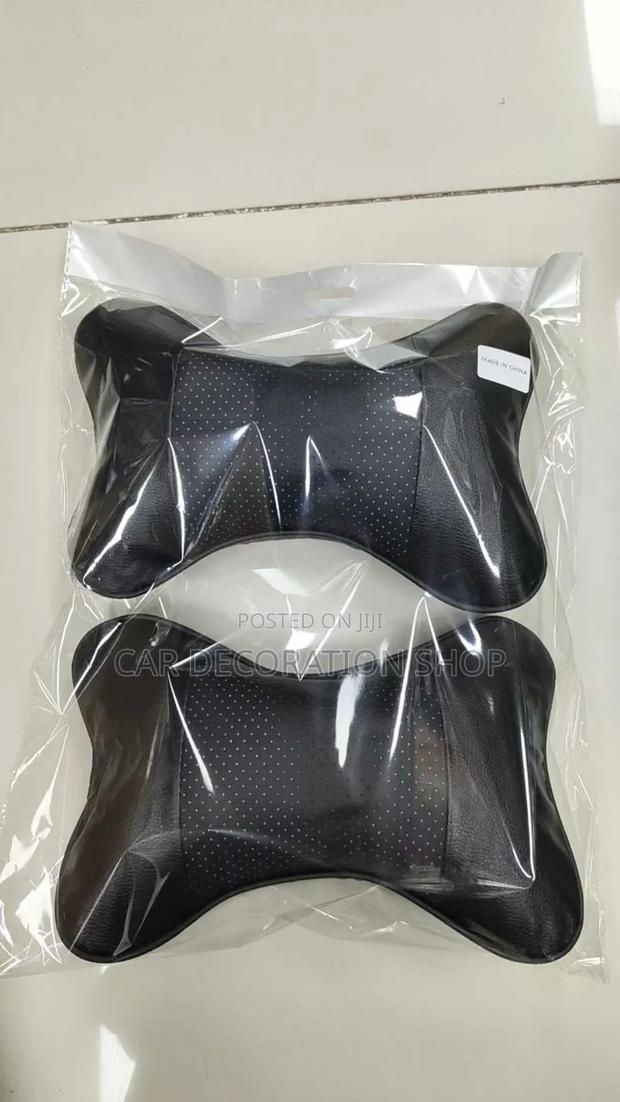 Universal Black Leather Car Seat Comfort Neck Pillow in Pair - main view