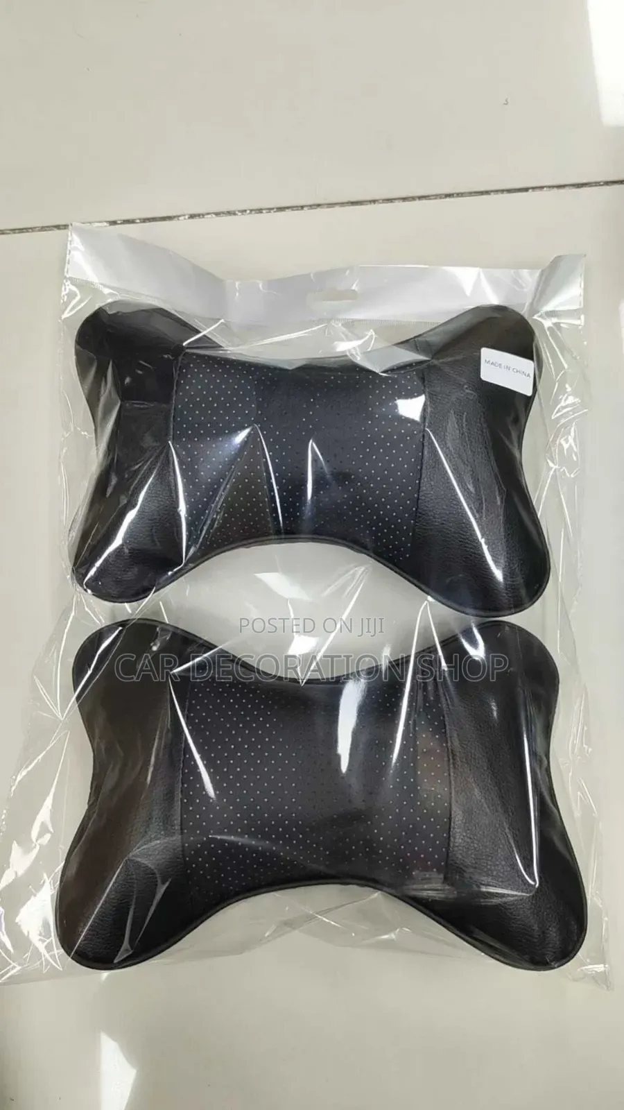 Universal Black Leather Car Seat Comfort Neck Pillow in Pair