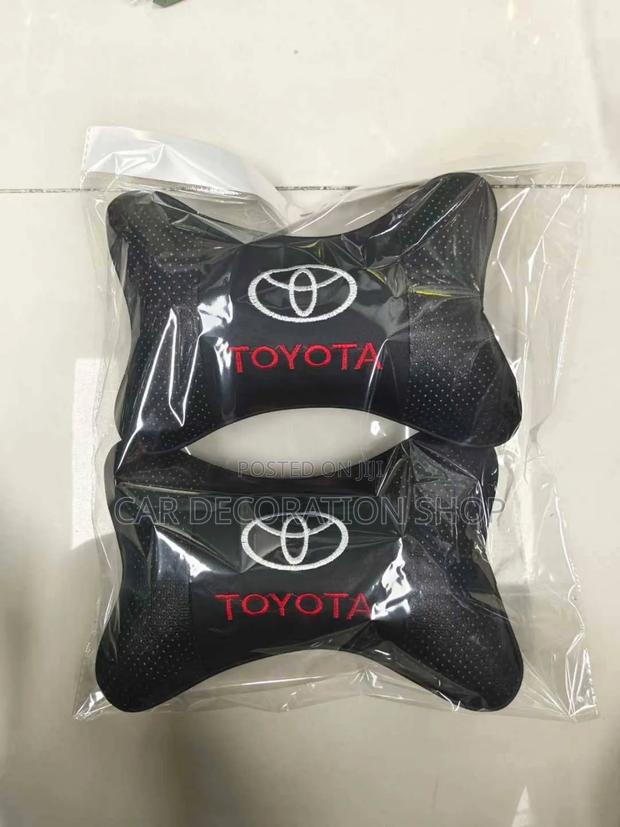 Toyota 2pcs Leather Car Logo Branded Seat Neck Pillow