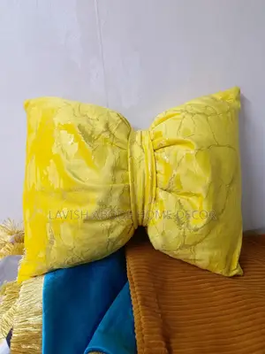Yellow Marble Bowtie Pillow With Removable Cover