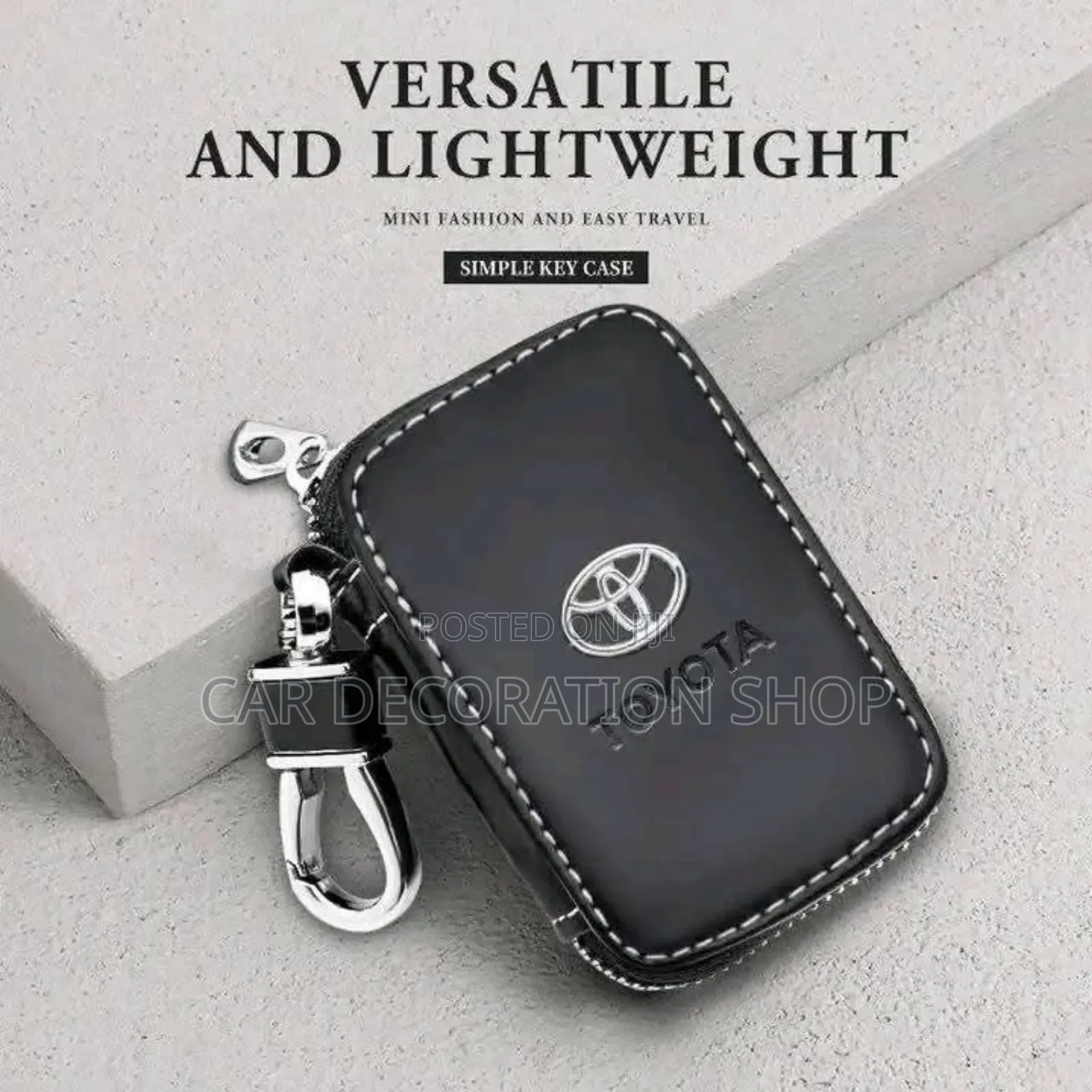 Car Key Alarm Leather Case With Toyota Logo