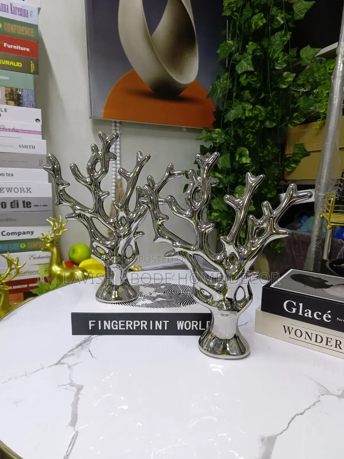 Silver Tree Sculpture Decor Piece
