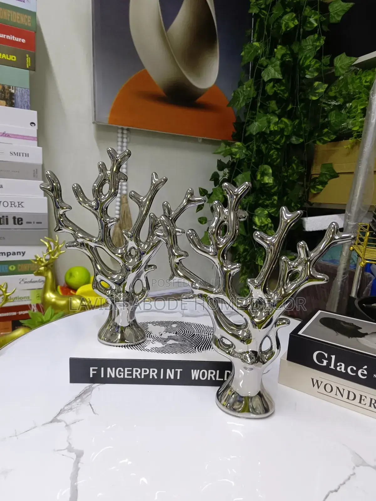 Silver Tree Sculpture Decor Piece