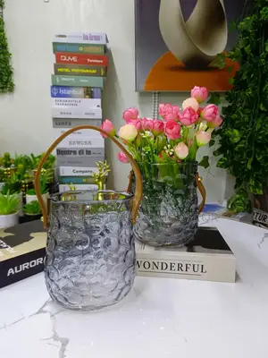 Stylish Clear Flower Vase With Leather Strap