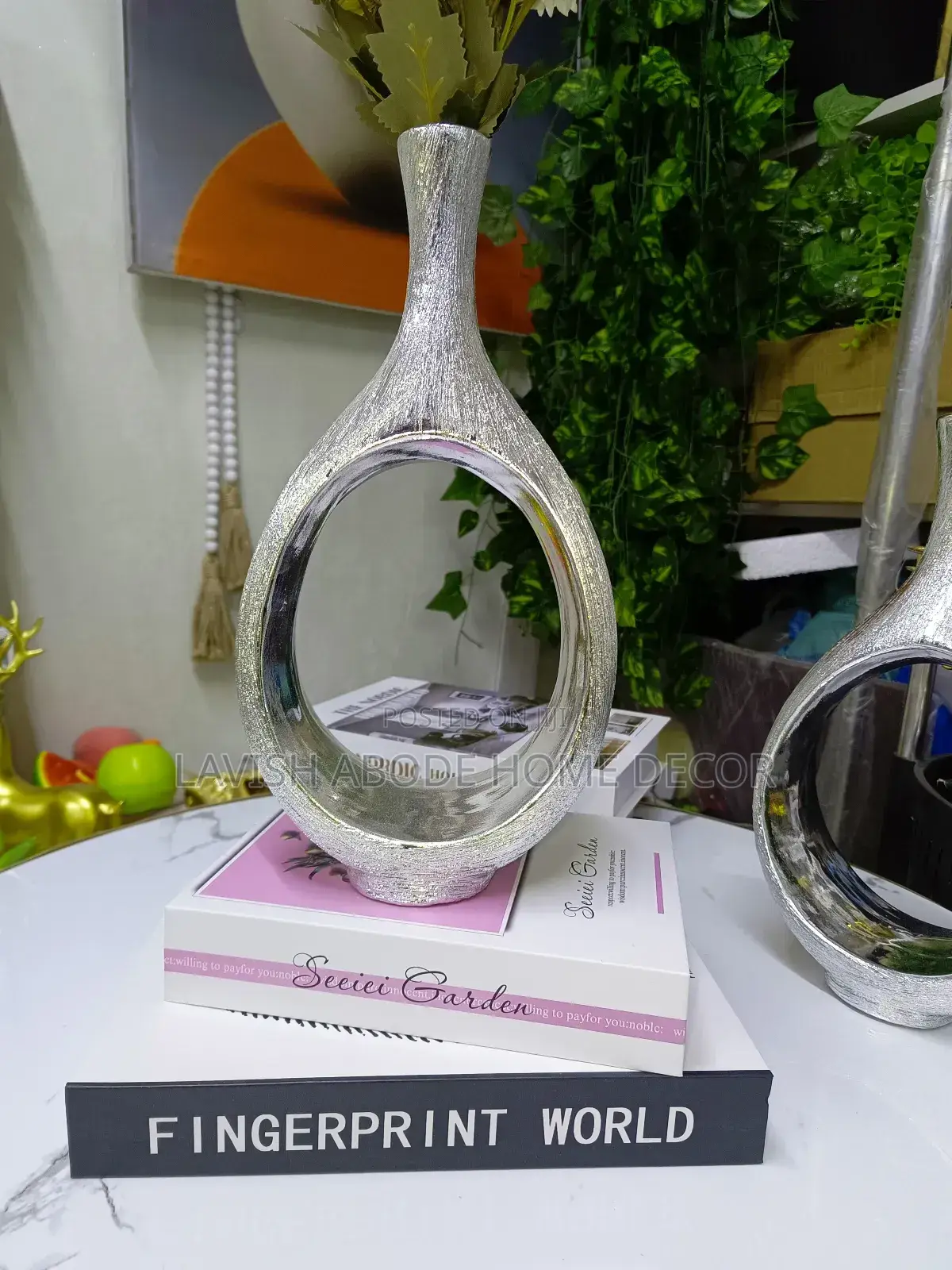 Silver Donut Flower Decorative Vase