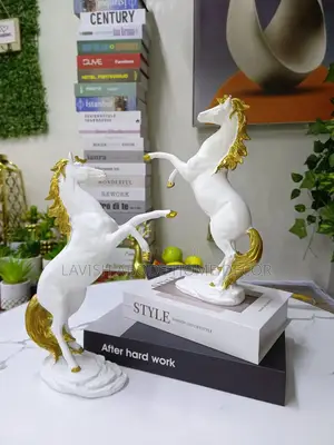 Decorative Horse Sculpture White Gold Decor