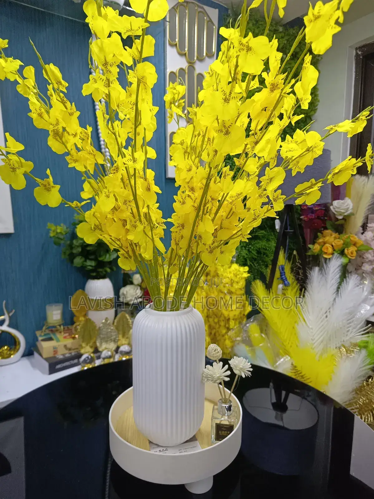 White Flower Vase With Yellow Flowers