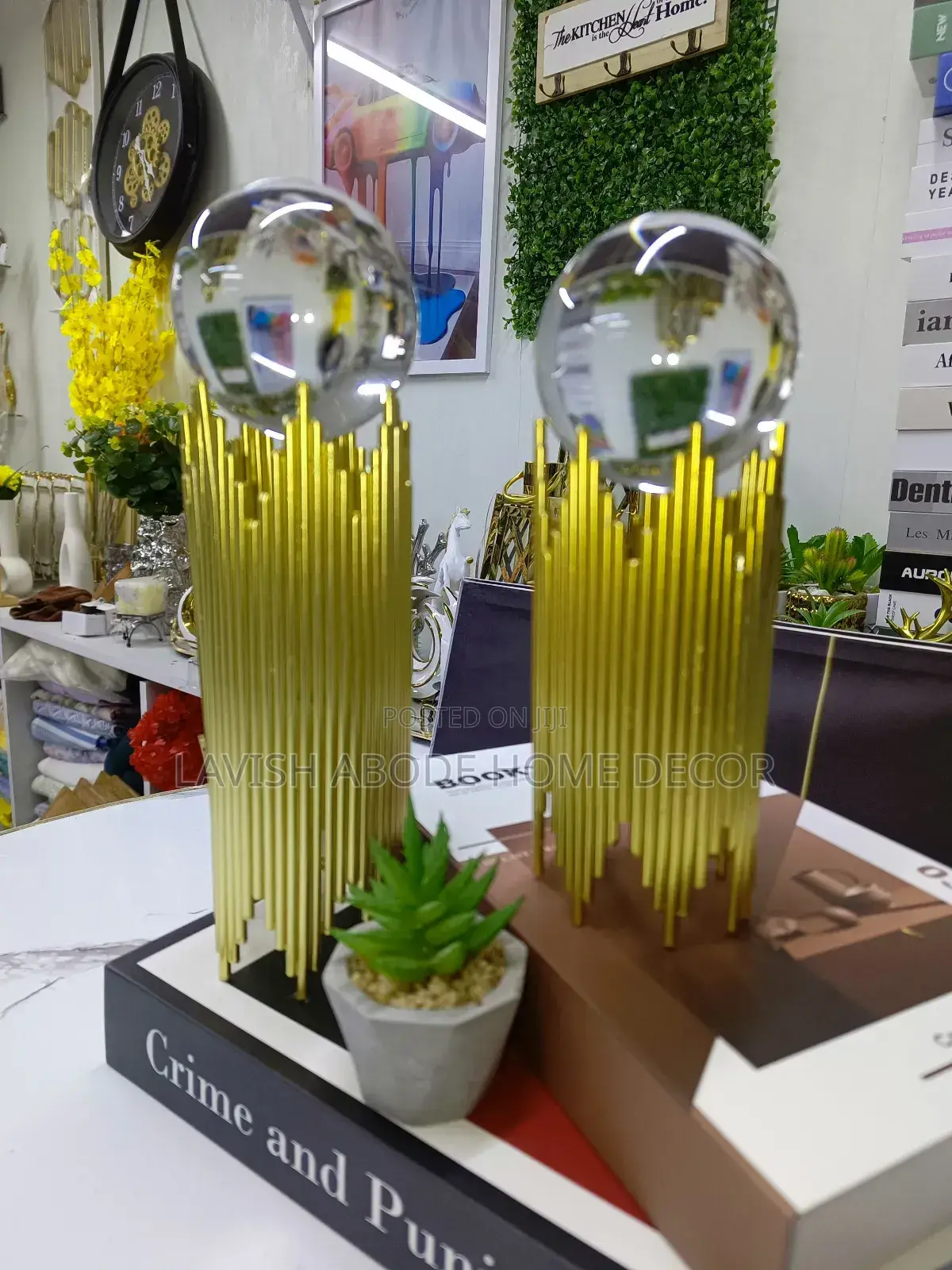 Tall Crystal Ball Metallic Decor