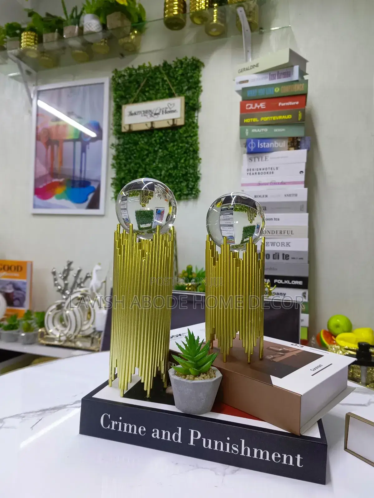 Tall Crystal Ball Metallic Decor