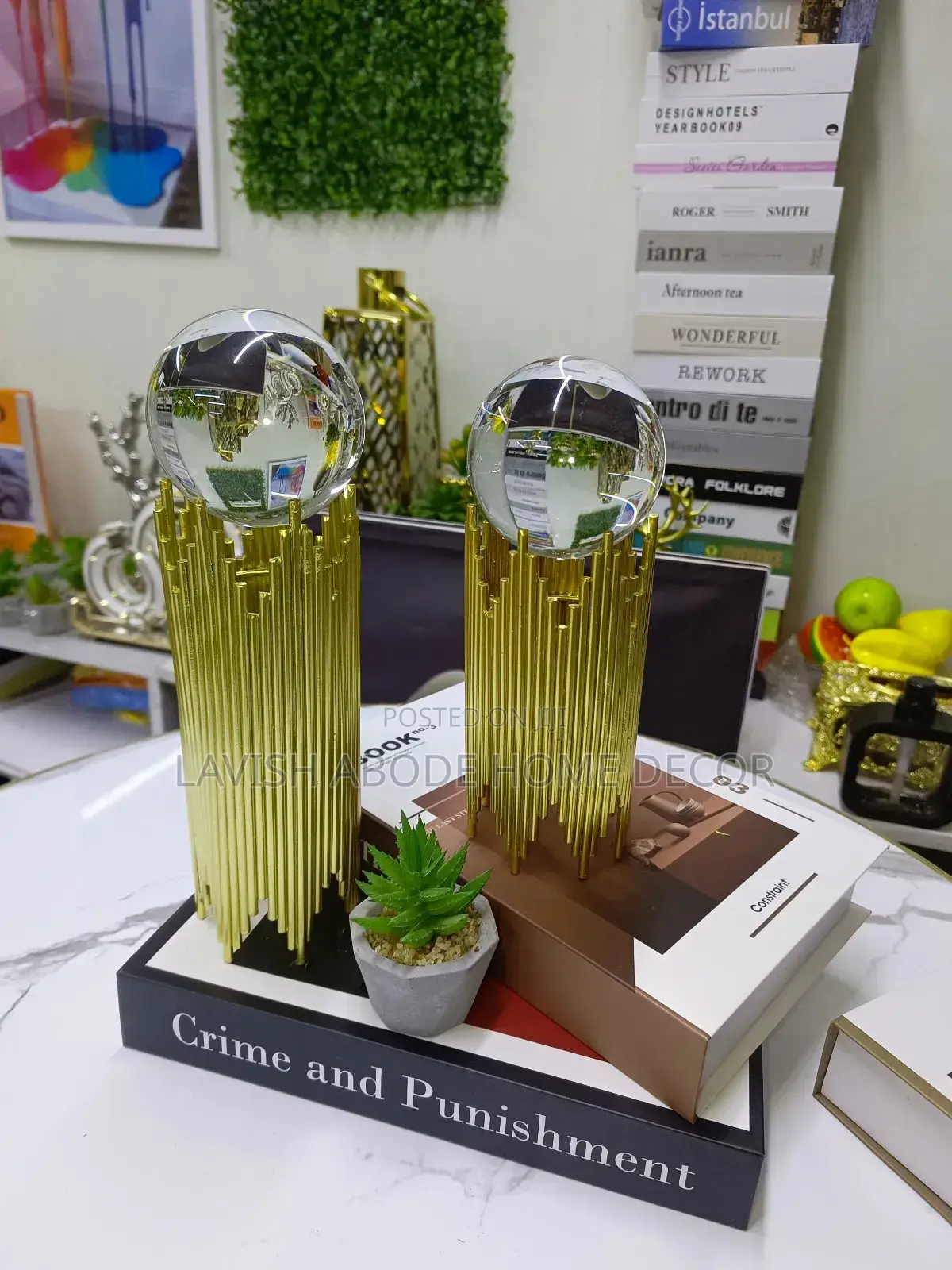 Tall Crystal Ball Metallic Decor