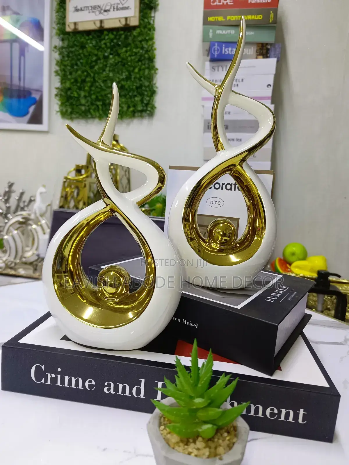 Modern Abstract Ceramic Home and Office Decor - A Pair