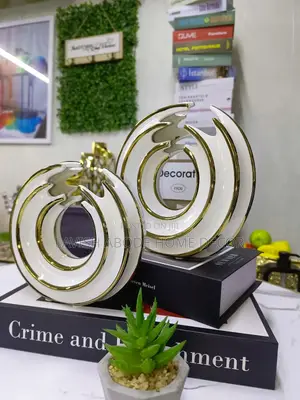 Round Ceramic Sea Wave Sculpture Pair