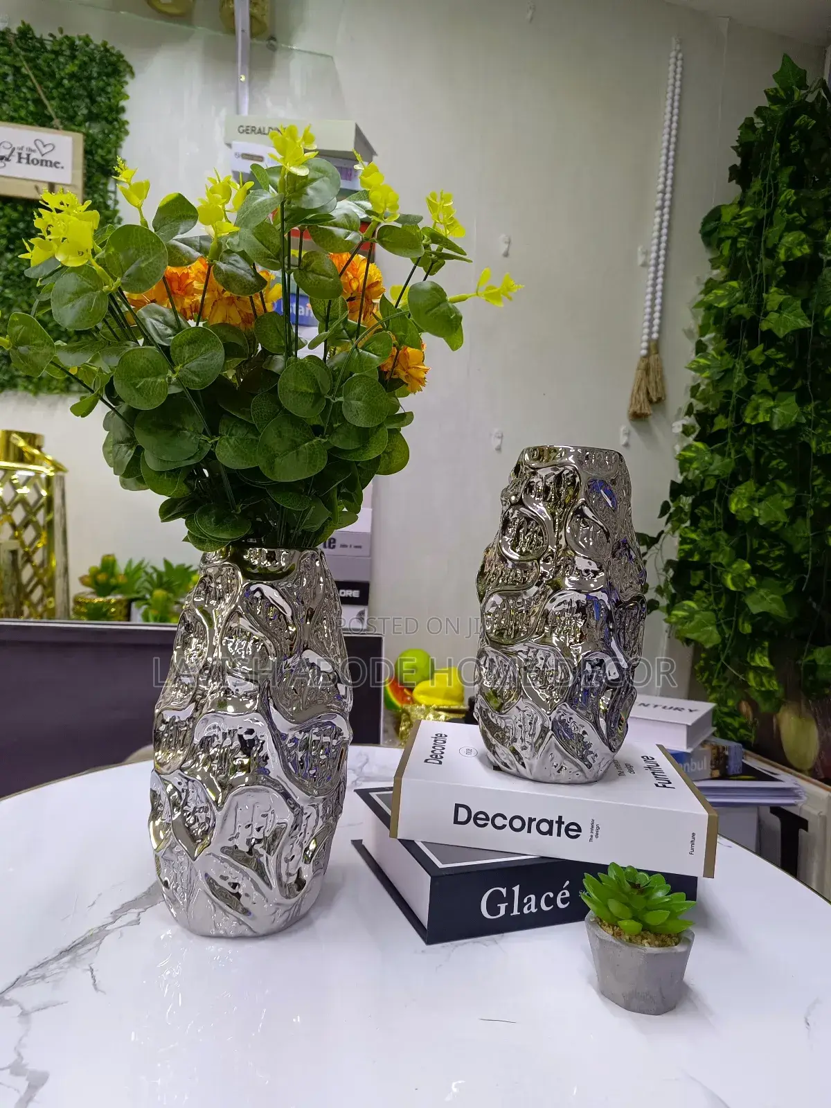 Silver Flower Vase Flower Vase Decor for Home and Office