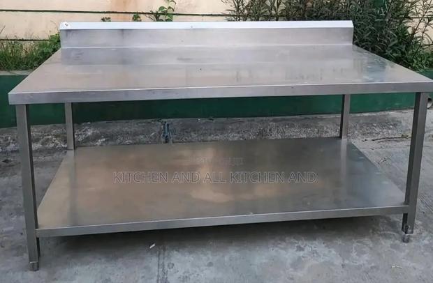 180cmx90cm Kitchen Table With Backsplash - main view