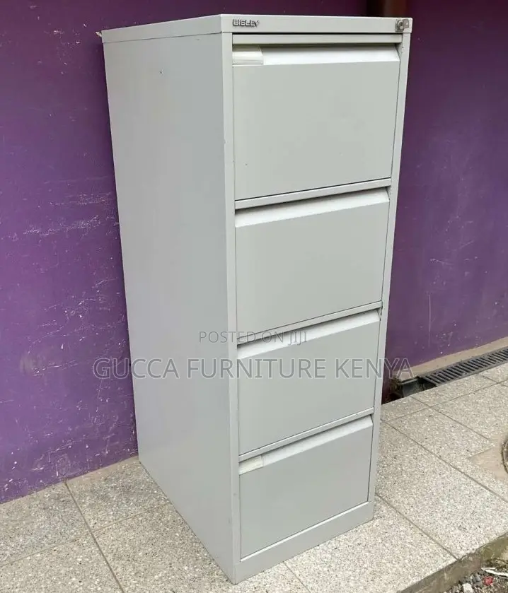 Cabinets: Office 4 Drawer Grey Filing Cabinet Steel Frame