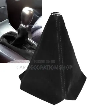 Leather Black Red Stitches Manual Gear Shift Knob Cover