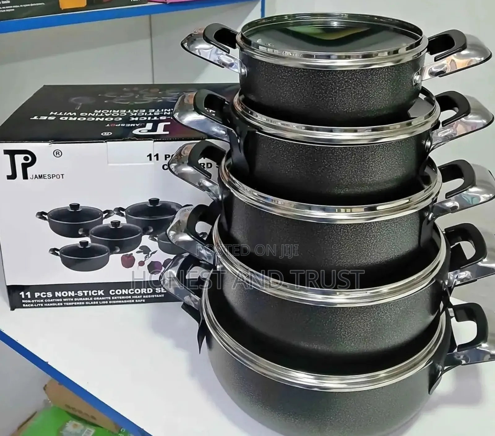 10pcs Black James Pot Cookware Set Non Stick