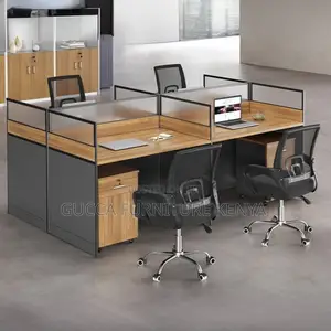 Workstations: Rectangular Wood Office Workstation 4-Way