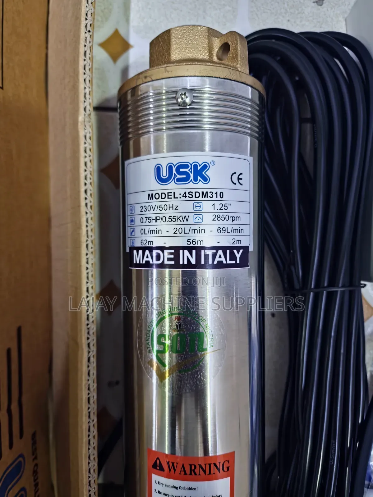 Usk Italy Submersible Water Pump 0.75hp