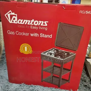 Standing Cooker With Shelves (Ramtons) 4 Burner- Black