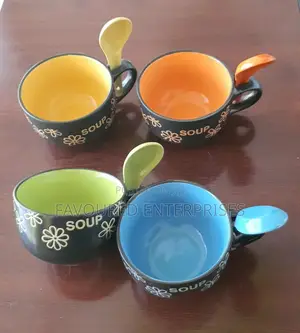 Single Set in Box Ceramic Soup Bowl + Ceramic Spoon -
