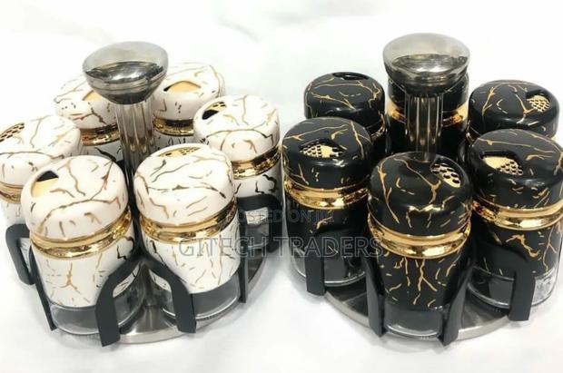 7pcs Marble Rotating Spice Jars