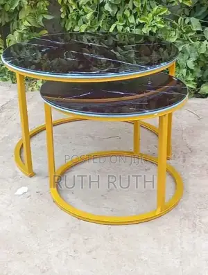 2 in 1 Round Marble Nesting Coffee Tables(Glass Effect ).