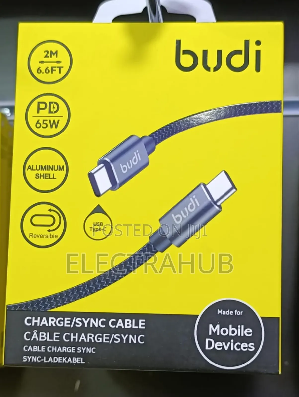 Budi 2m Type C to Type C Aluminium Shell Cable