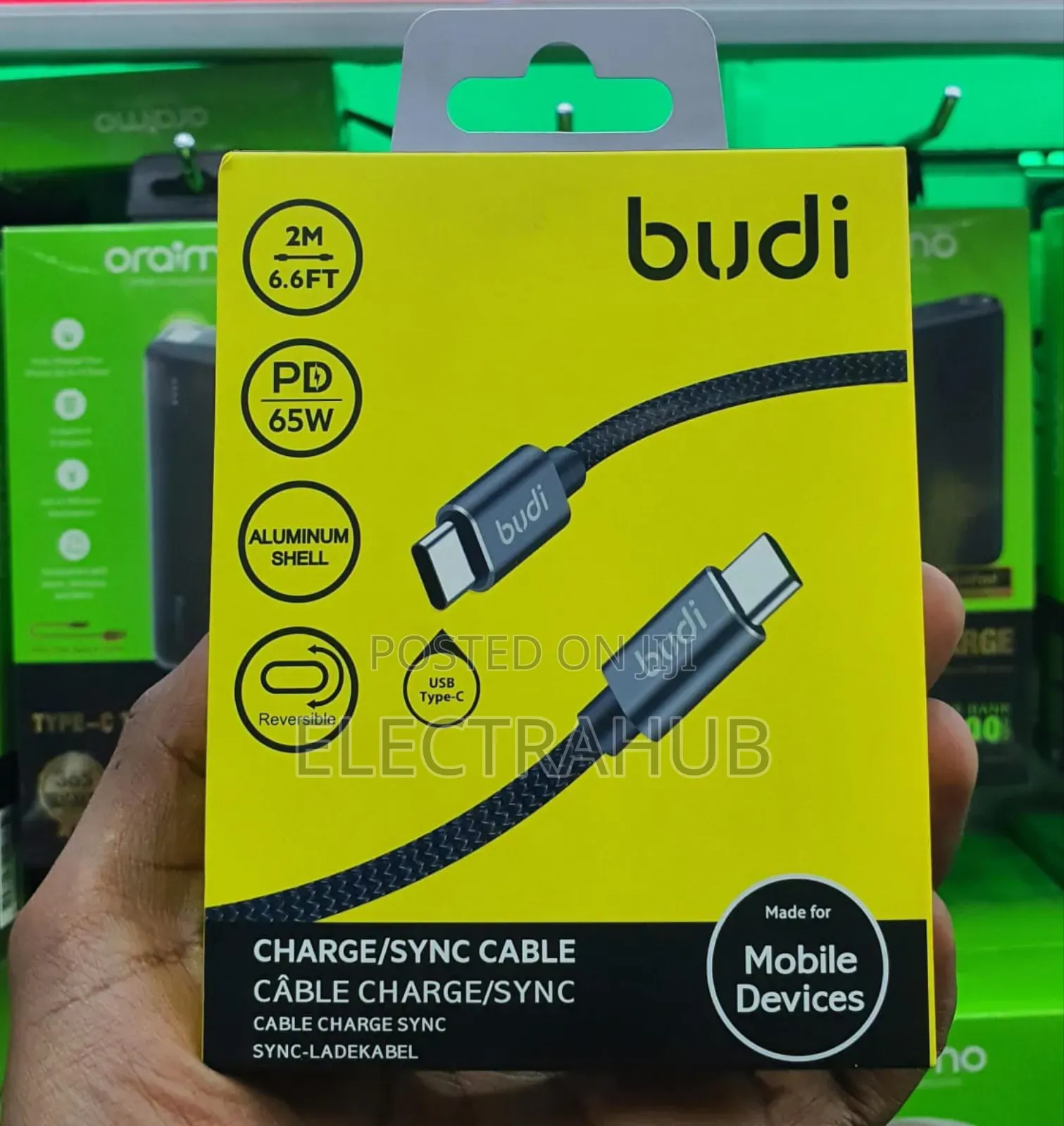 Budi 2m Type C to Type C Aluminium Shell Cable