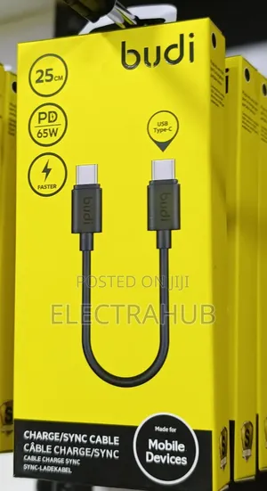 Budi 025tt *65w* Type C to Type C 25cm Power Bank Cable