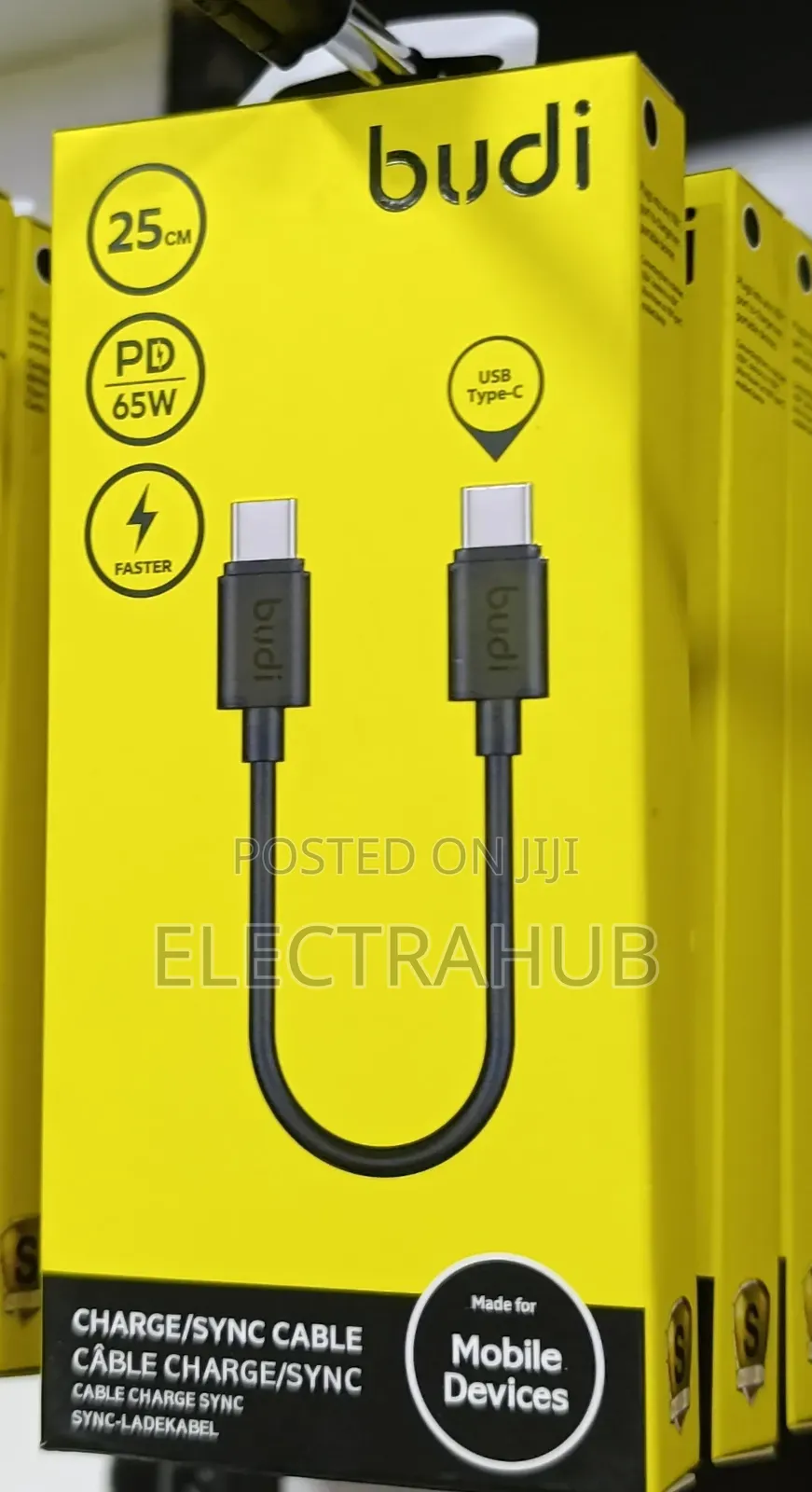Budi 025tt *65w* Type C to Type C 25cm Power Bank Cable