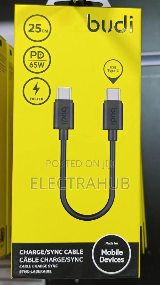 Budi 025tt *65w* Type C to Type C 25cm Power Bank Cable - thumbnail 2