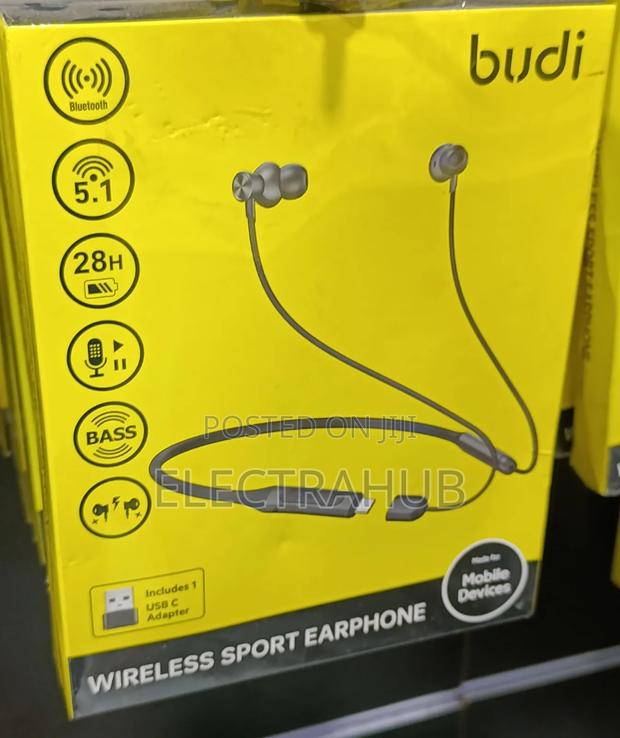 Budi 28hrs Wireless Sport Earphone With Usb C Adapters