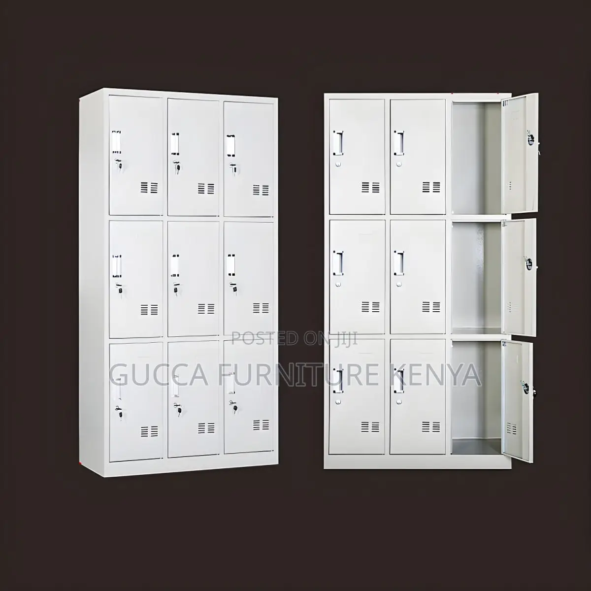 Cabinets: Office 9-Locker Cabinet With Metal Doors