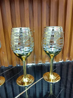 6pc Gold Wine Goblet Glasses
