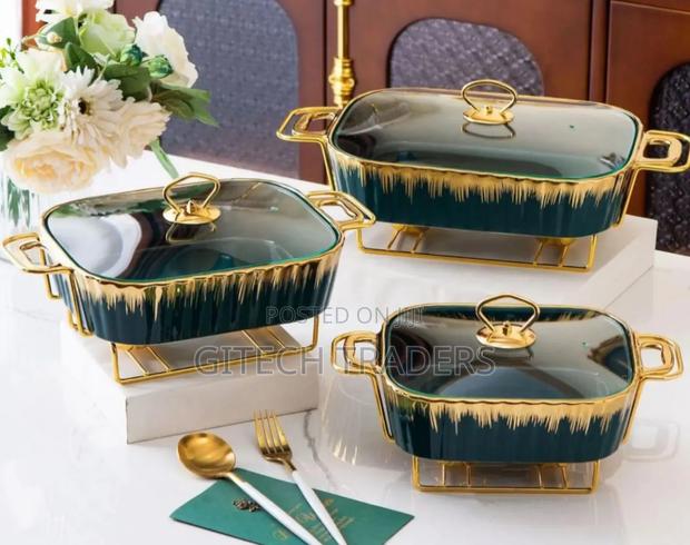 3 PCS Ceramic Chaffing Dishes
