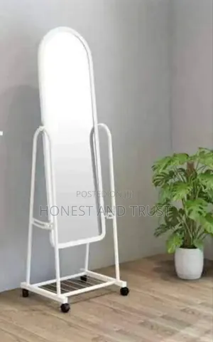 Full Length Executive Dressing Mirror With Wheels and Rack