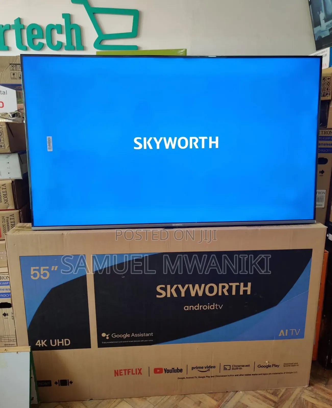 Skyworth 55" Uhd Android Tv Frameless Screen + Play Store