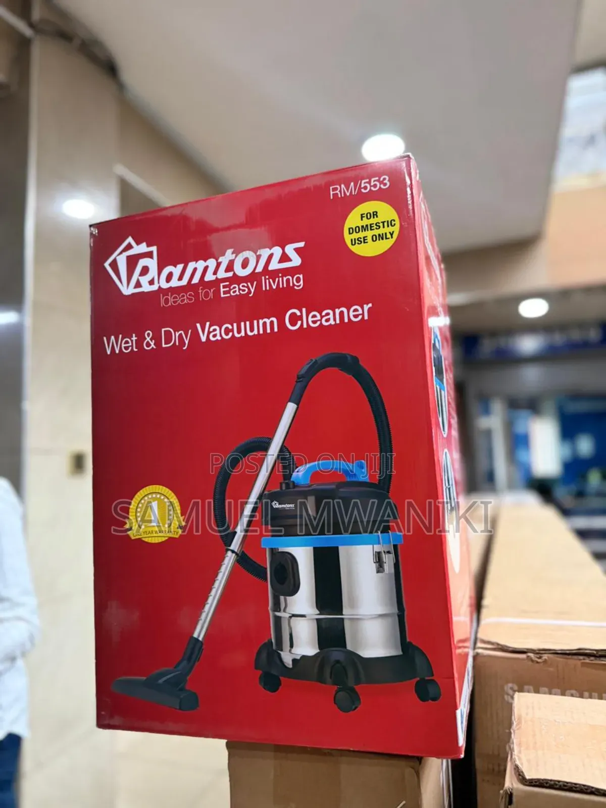 Ramtons Vacuum Cleaner 21 Litre Tank Wet/Dry Cleaner Rm/553