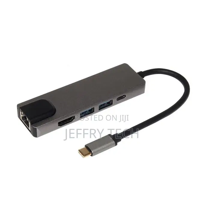 5in1 Usb Type-C Hdmi Hub to Gigabit Ethernet Rj45 Lan Ada