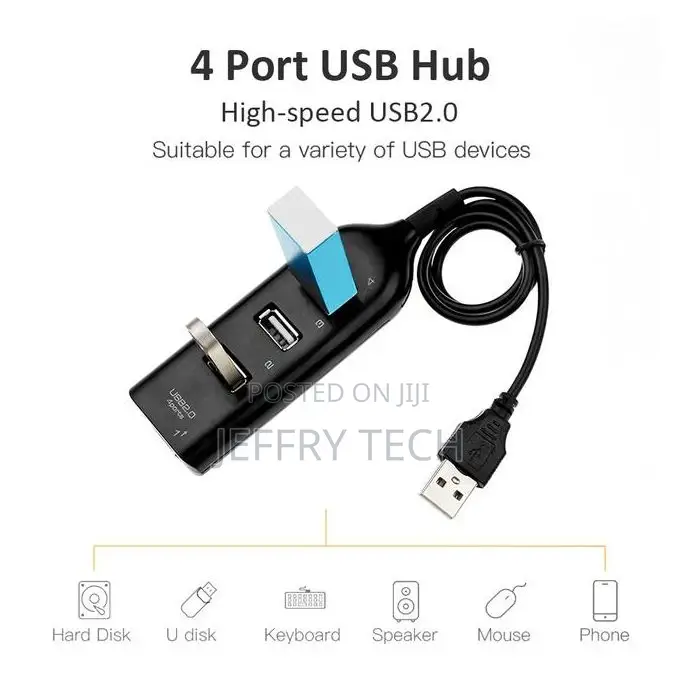 Usb 2.0 Hub Adapter Usb Power Strip 4-Port Hi-Speed Multi