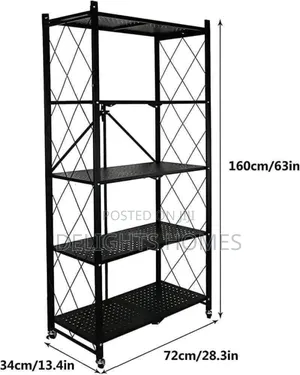 5 Tier Foldable Movable Metallic Storage Rack