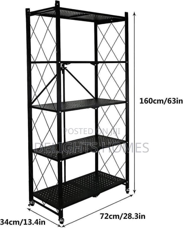 5 Tier Foldable Movable Metallic Storage Rack - thumbnail 3
