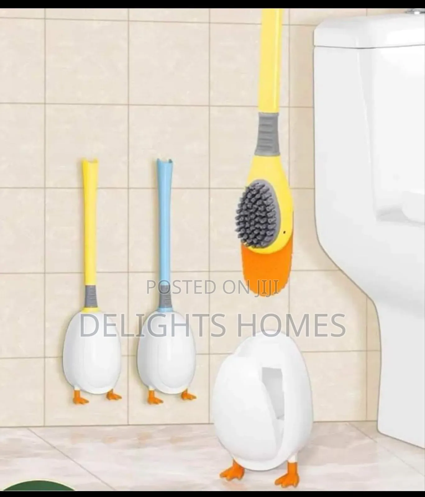 Duck Shaped Toilet Brush Holder + Silicone Toilet Brush.