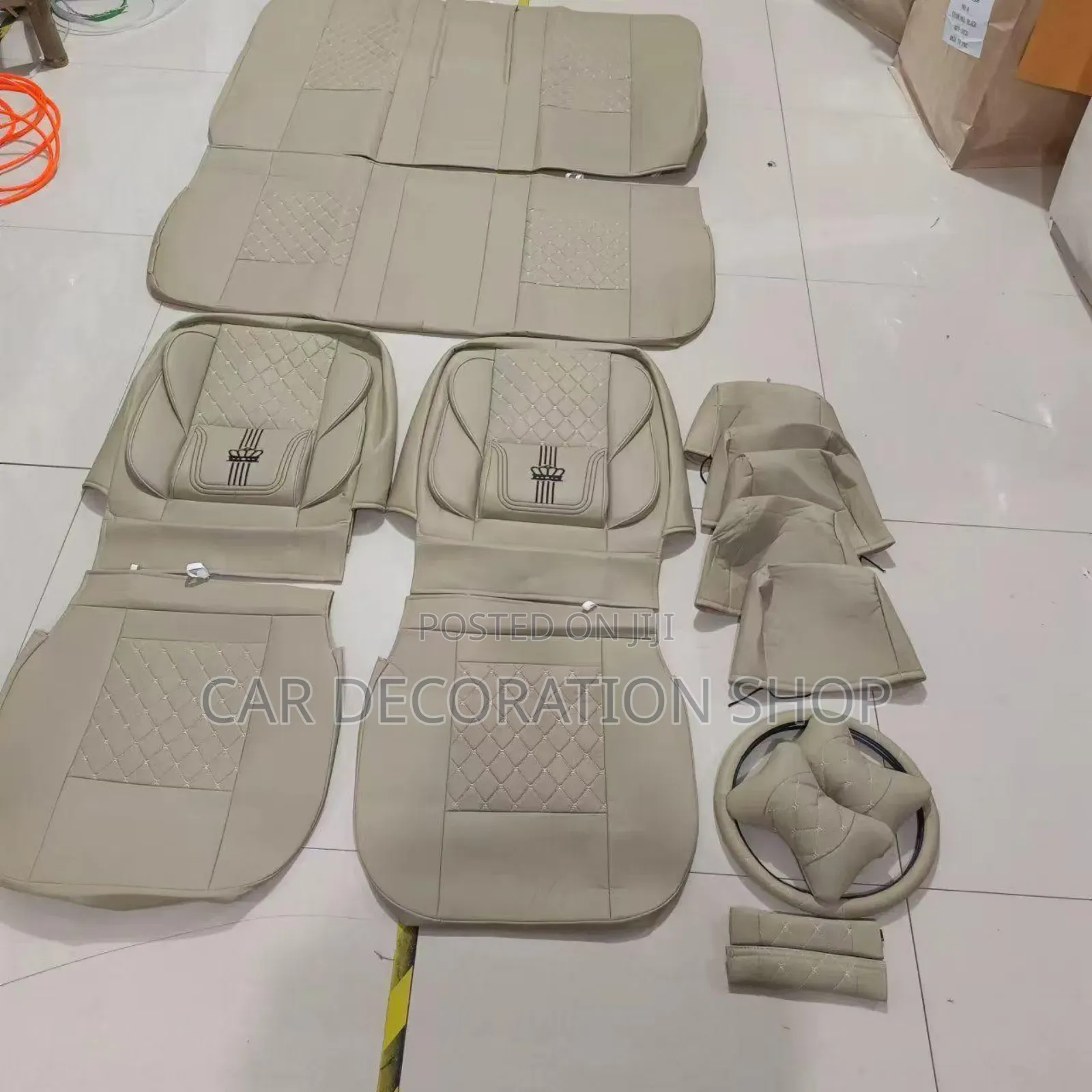 5seater Baije Seat Covers With Steering+2pillow+2belt Pad