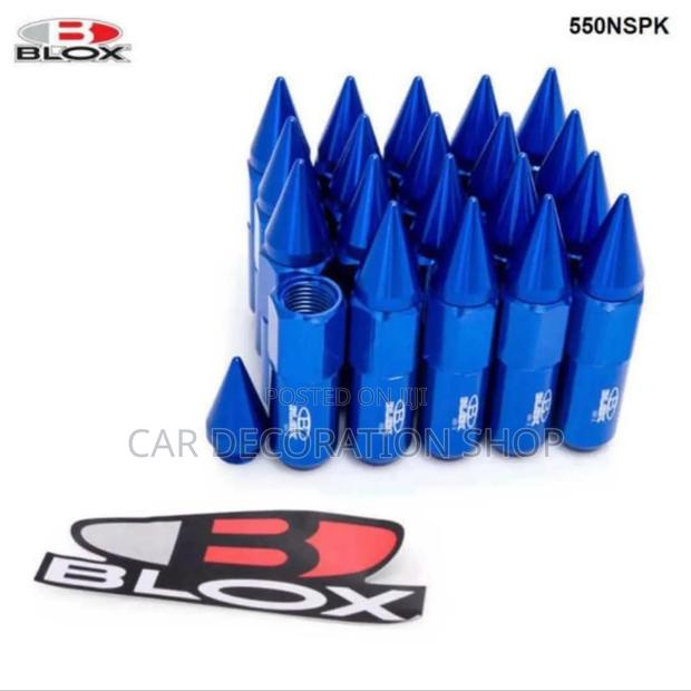 Blue 20pc Blox Bullets Rim Nuts for Different Car Models